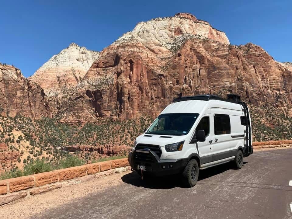 Ozark Mountain Van Company camper van in the snow